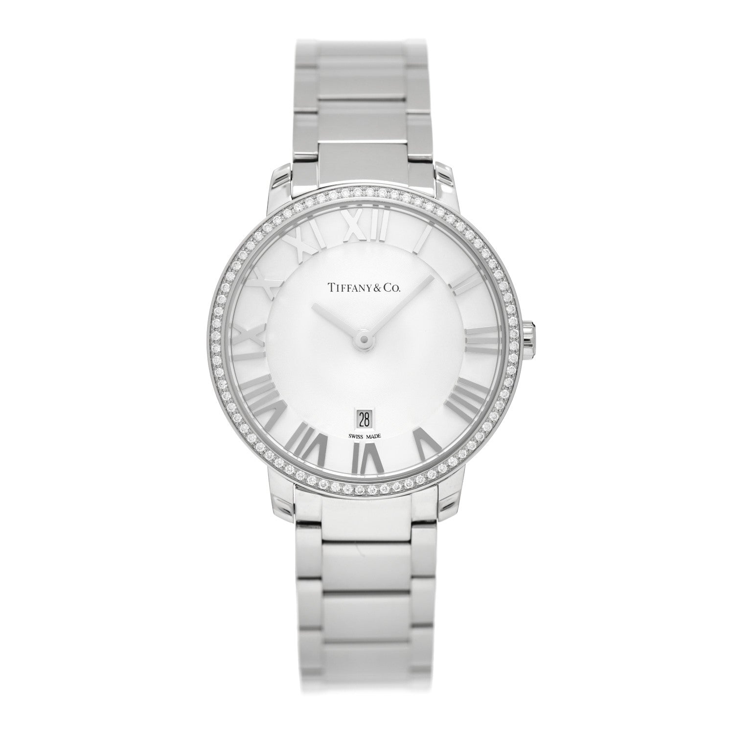 Tiffany Stainless Steel Diamond Bezel 31mm Atlas 2-Hand Quartz Watch 1 of 4
