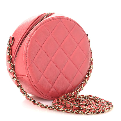Chanel Caviar Quilted Round Clutch With Chain Pink 3 of 14