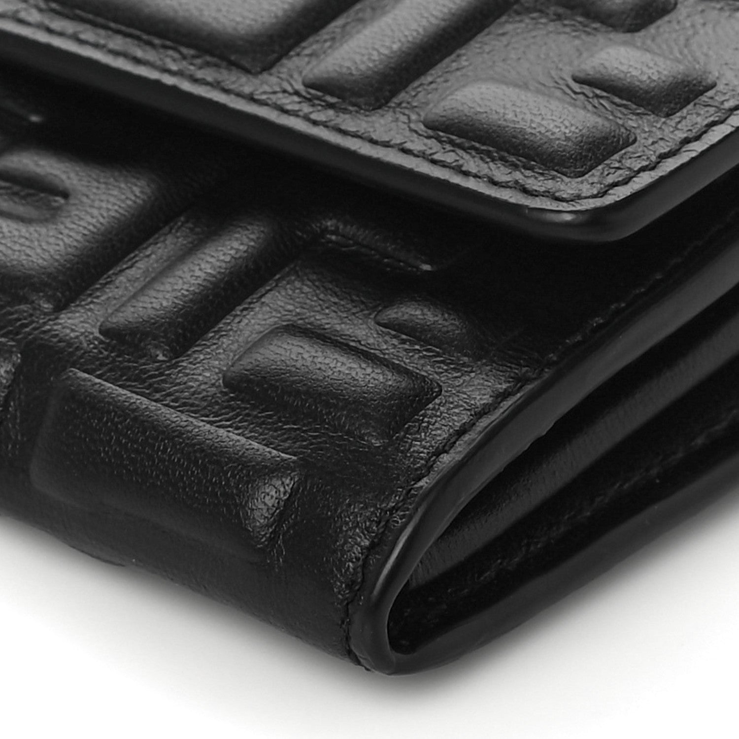 Fendi Nappa Matisse FF Embossed Continental Wallet On Chain Black 6 of 10