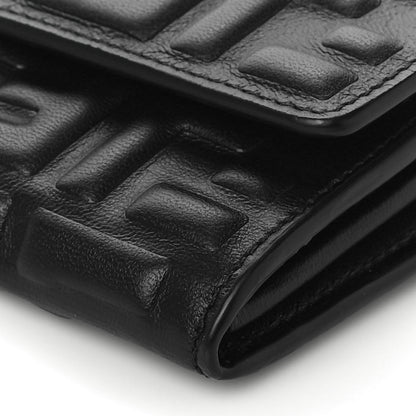 Fendi Nappa Matisse FF Embossed Continental Wallet On Chain Black 6 of 10