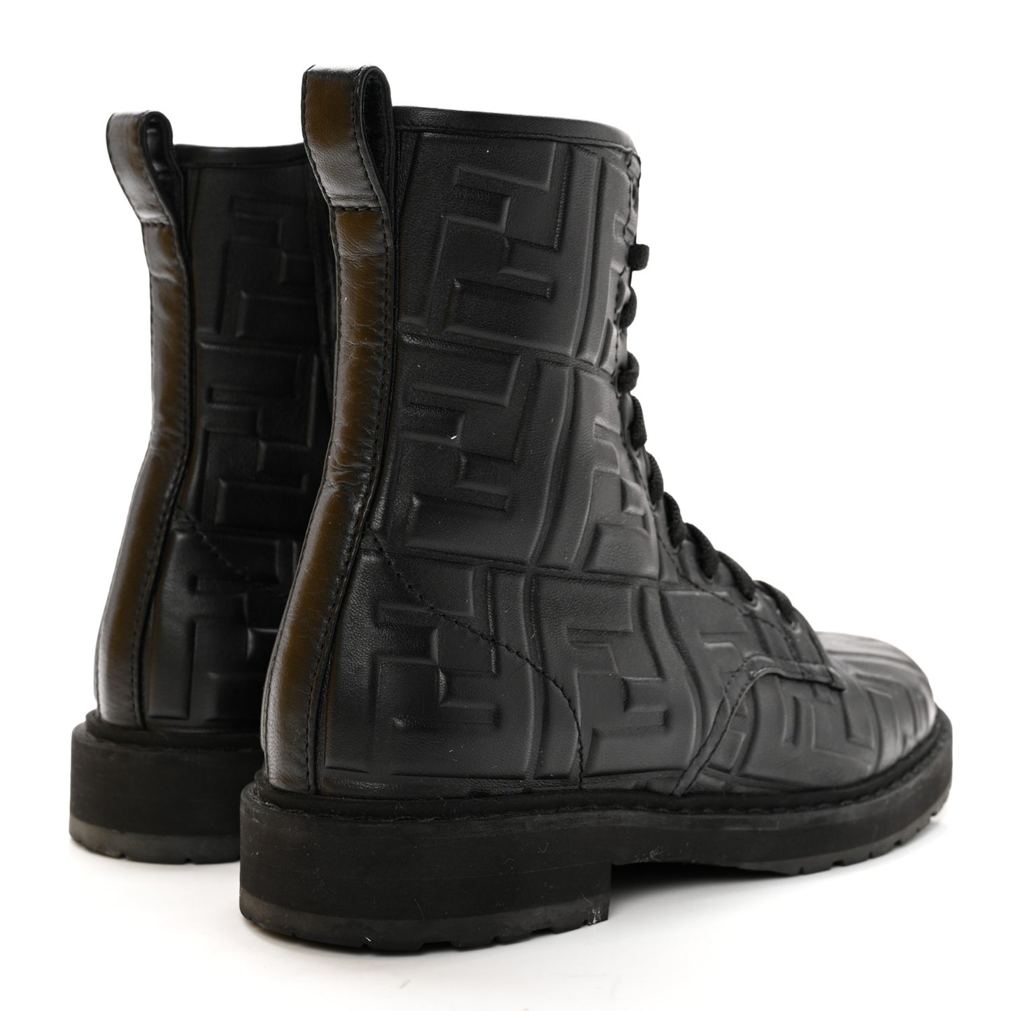 Nappa FF Embossed Womens Biker Boots 38.5 Black