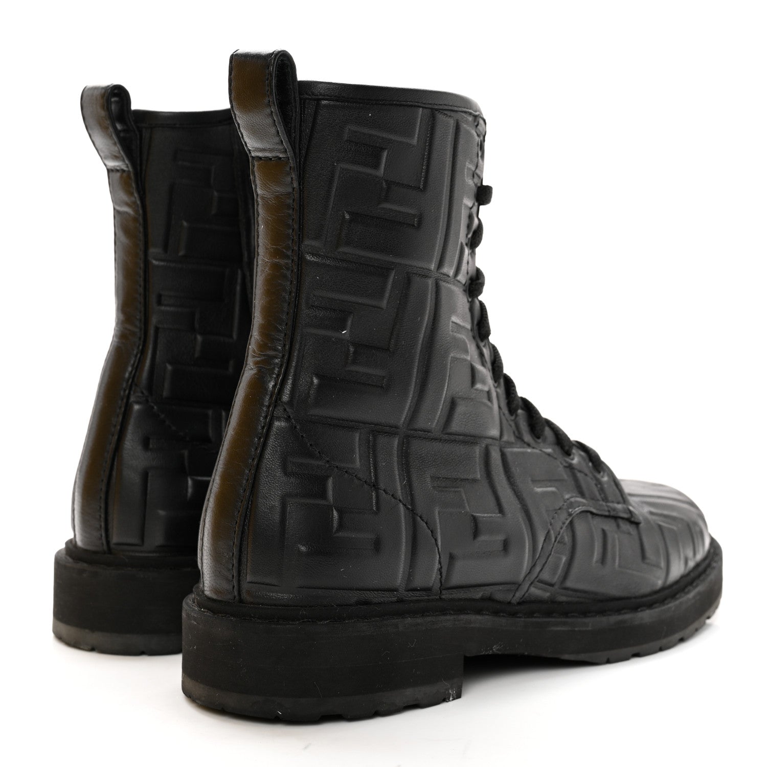 Fendi Nappa FF Embossed Womens Biker Boots 38.5 Black 4 of 11