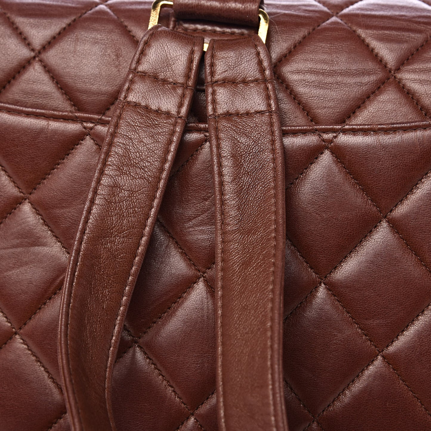 Lambskin Quilted Backpack Brown