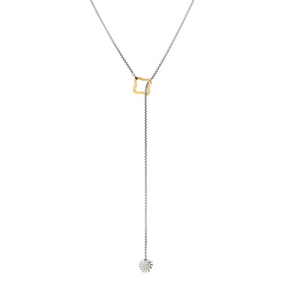 David Yurman Sterling Silver 18K Yellow Gold Diamond Cable Heart Lariat Necklace 1 of 5
