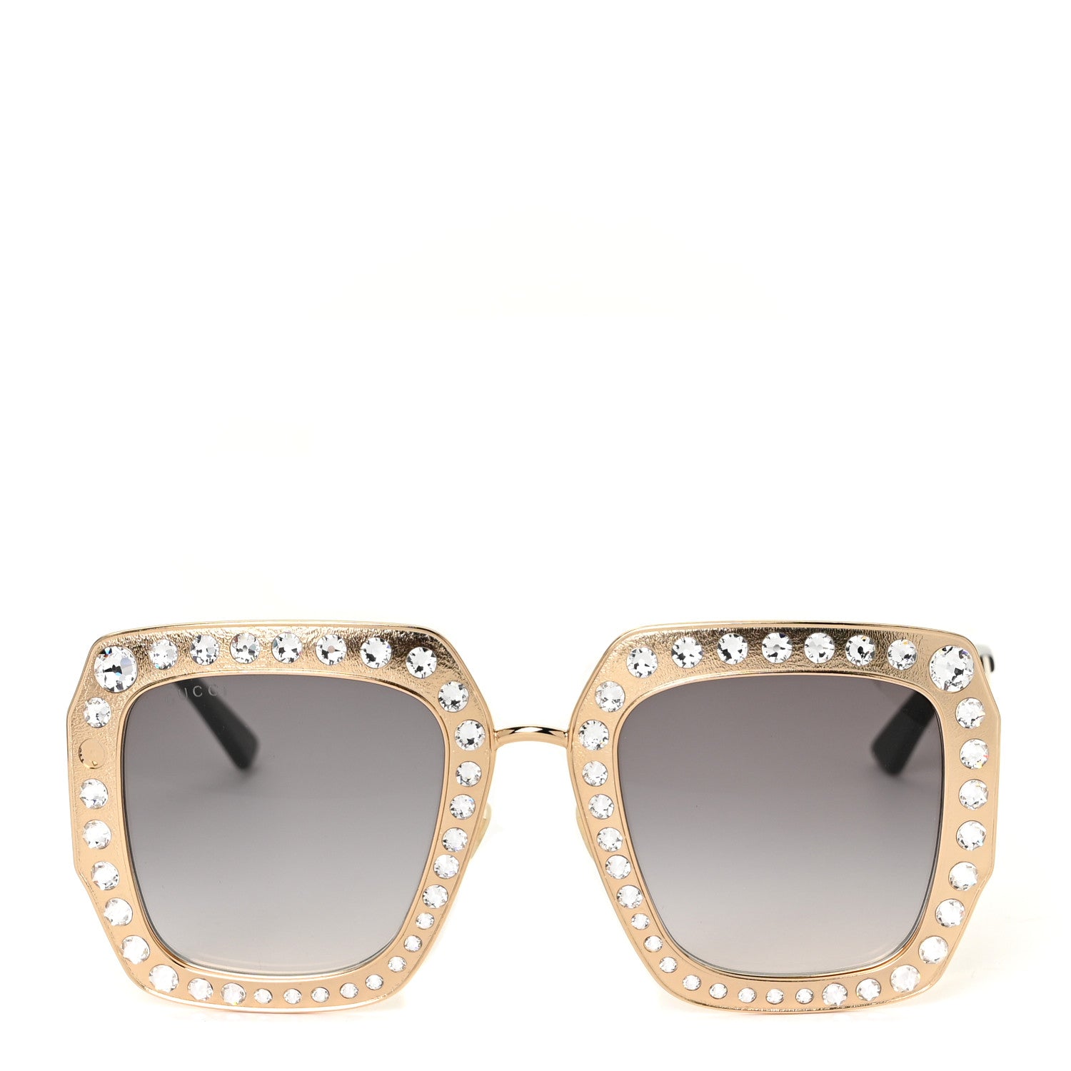 Gucci Metal Acetate Crystal Oversize GG0115S Sunglasses Gold 2 of 7