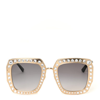 Gucci Metal Acetate Crystal Oversize GG0115S Sunglasses Gold 2 of 7
