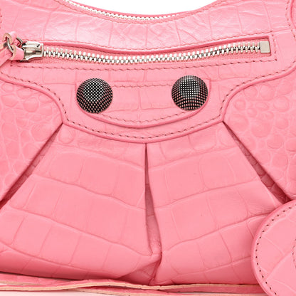 Balenciaga Extra Supple Calfskin Crocodile Embossed Small Le Cagole Shoulder Bag Sweet Pink 9 of 12