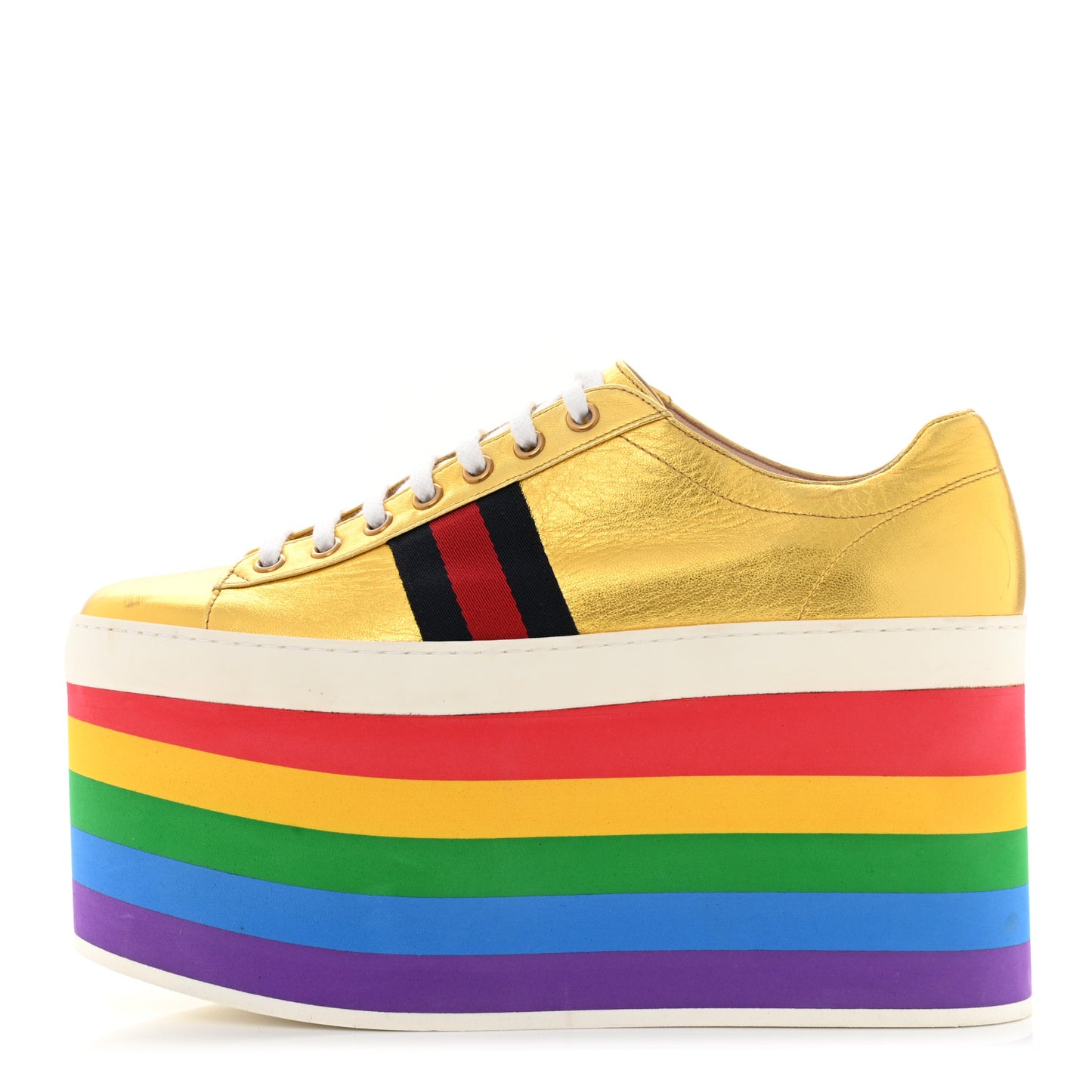Metallic Nappa Peggy Platform Sneakers 39 Oro Vecchio