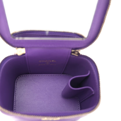 Chanel Lambskin Quilted Top Handle Mini Vanity Case With Chain Purple 4 of 11