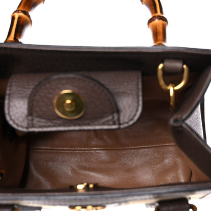 Gucci Monogram Jumbo GG Textured Dollar Calfskin Mini Diana Tote Bag Camel Ebony New Acero 5 of 10