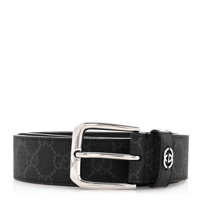 Gucci GG Supreme Monogram Plutone Calfskin 35mm Belt 80 32 Black 1 of 7
