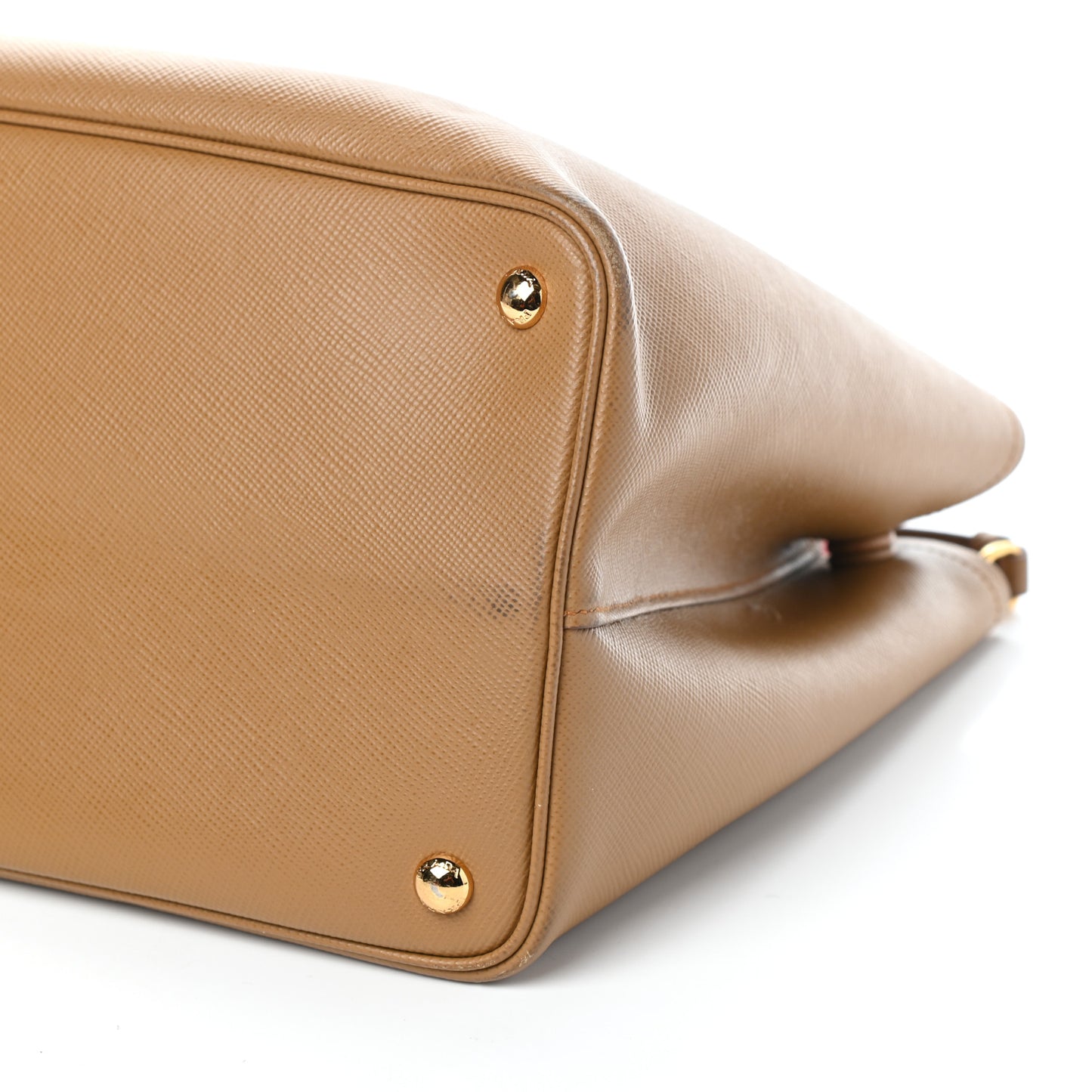 Saffiano Cuir Medium Double Bag Caramel Fuoco