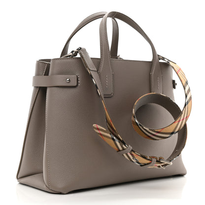 Burberry Derby Calfskin House Check Medium Banner Tote Thistle Grey 3 of 12