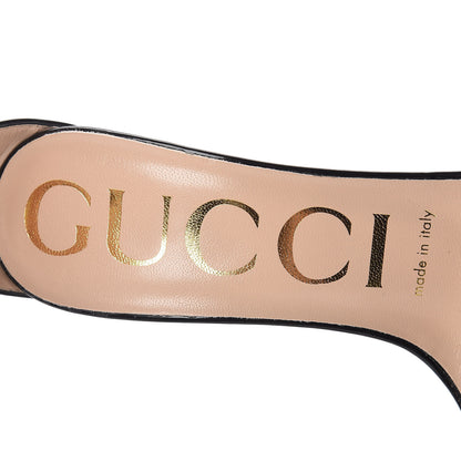Gucci Patent Crystal Removable Bow Sandals 35.5 Black 6 of 10