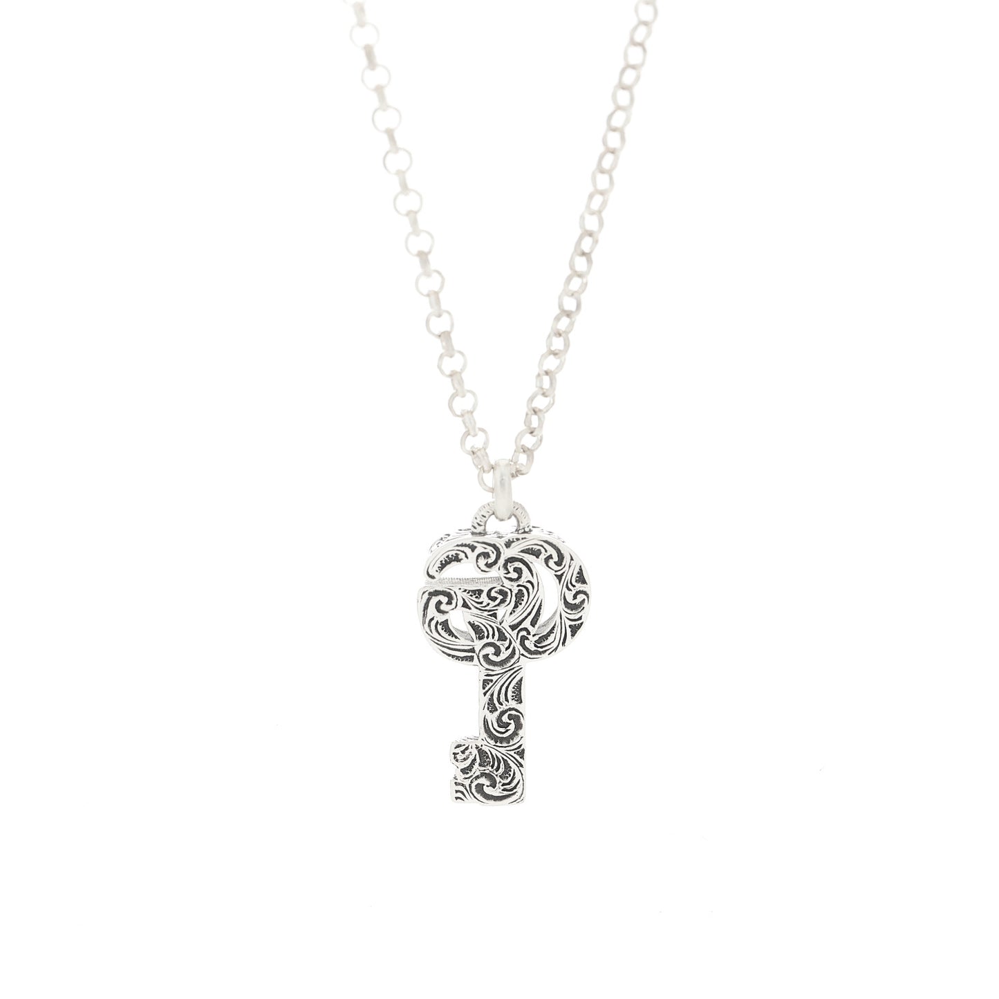 Sterling Silver Double G Key Pendant Necklace
