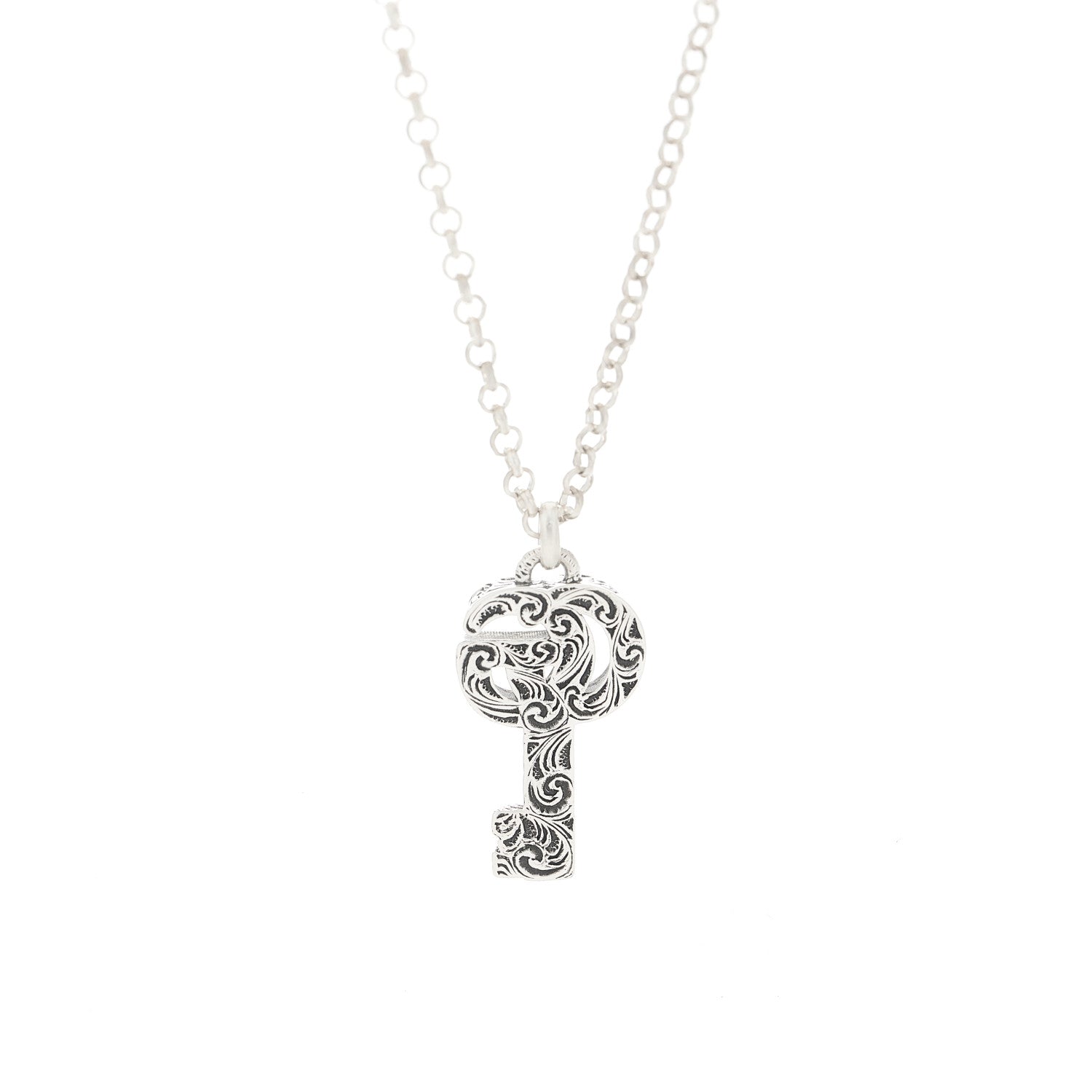Gucci Sterling Silver Double G Key Pendant Necklace 5 of 5