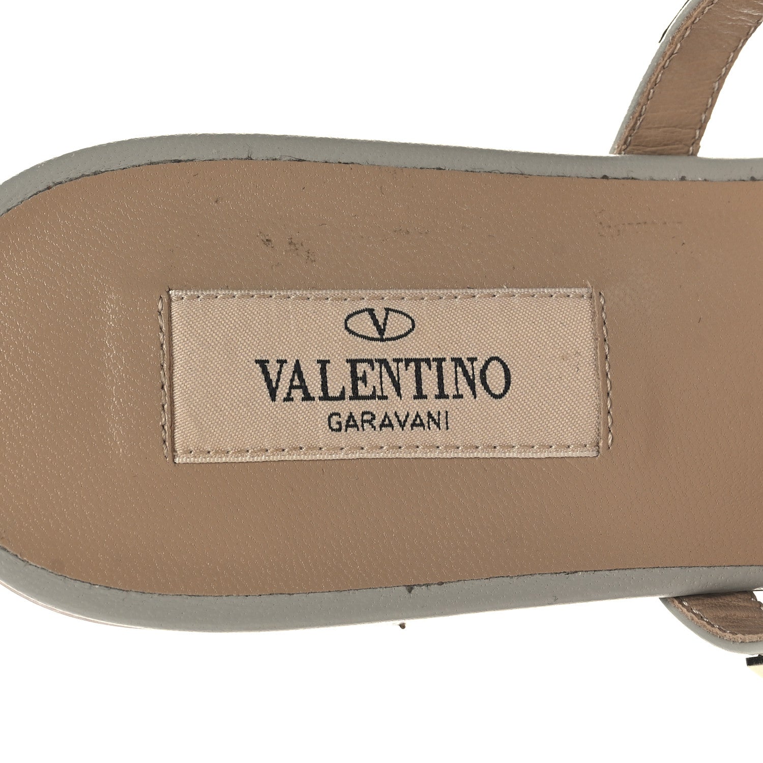 Valentino Garavani Nappa Rockstud Caged Flat Slide Sandals 38 Grey