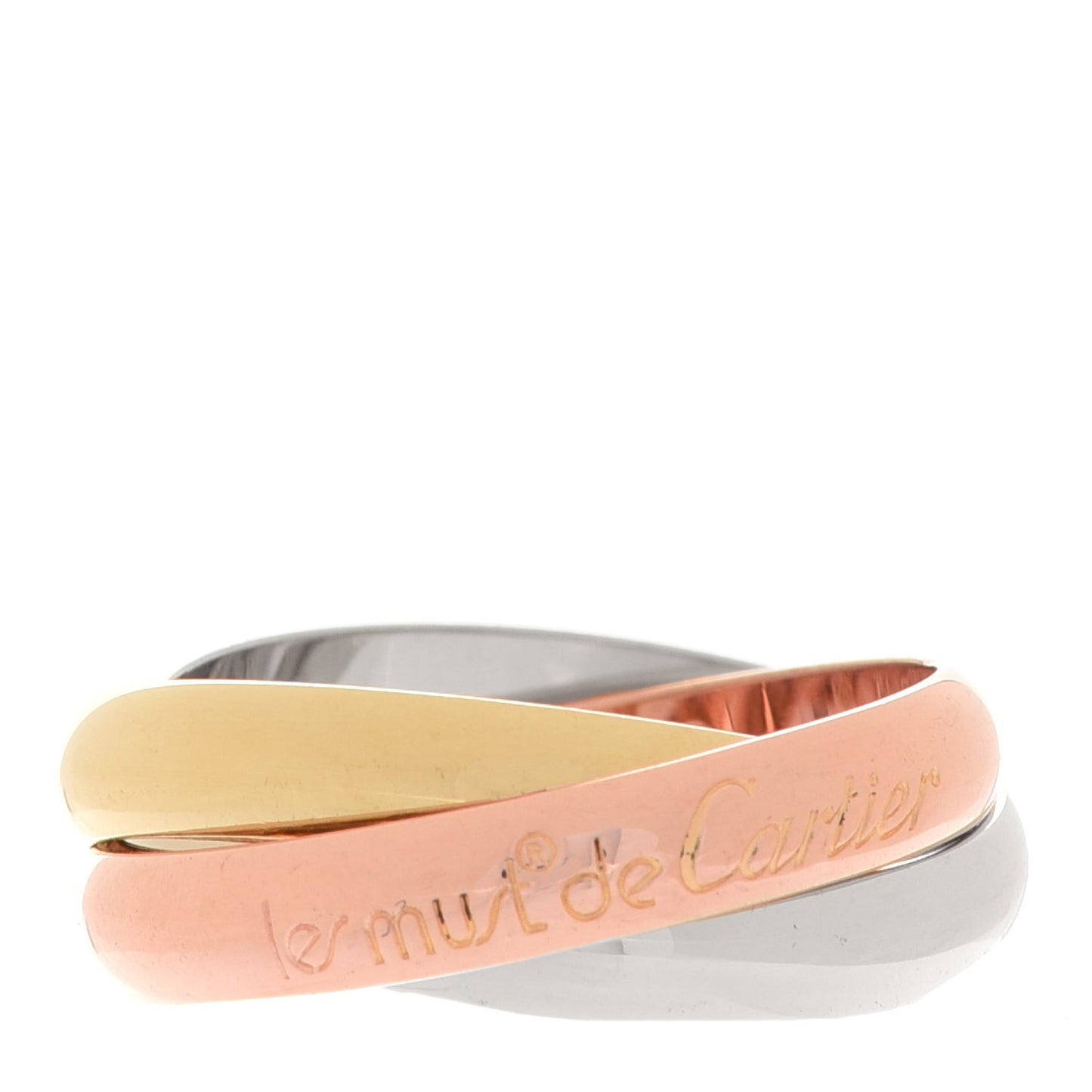 18K Pink Yellow White Gold Classic Les Must De Cartier Trinity Ring 53 6.25