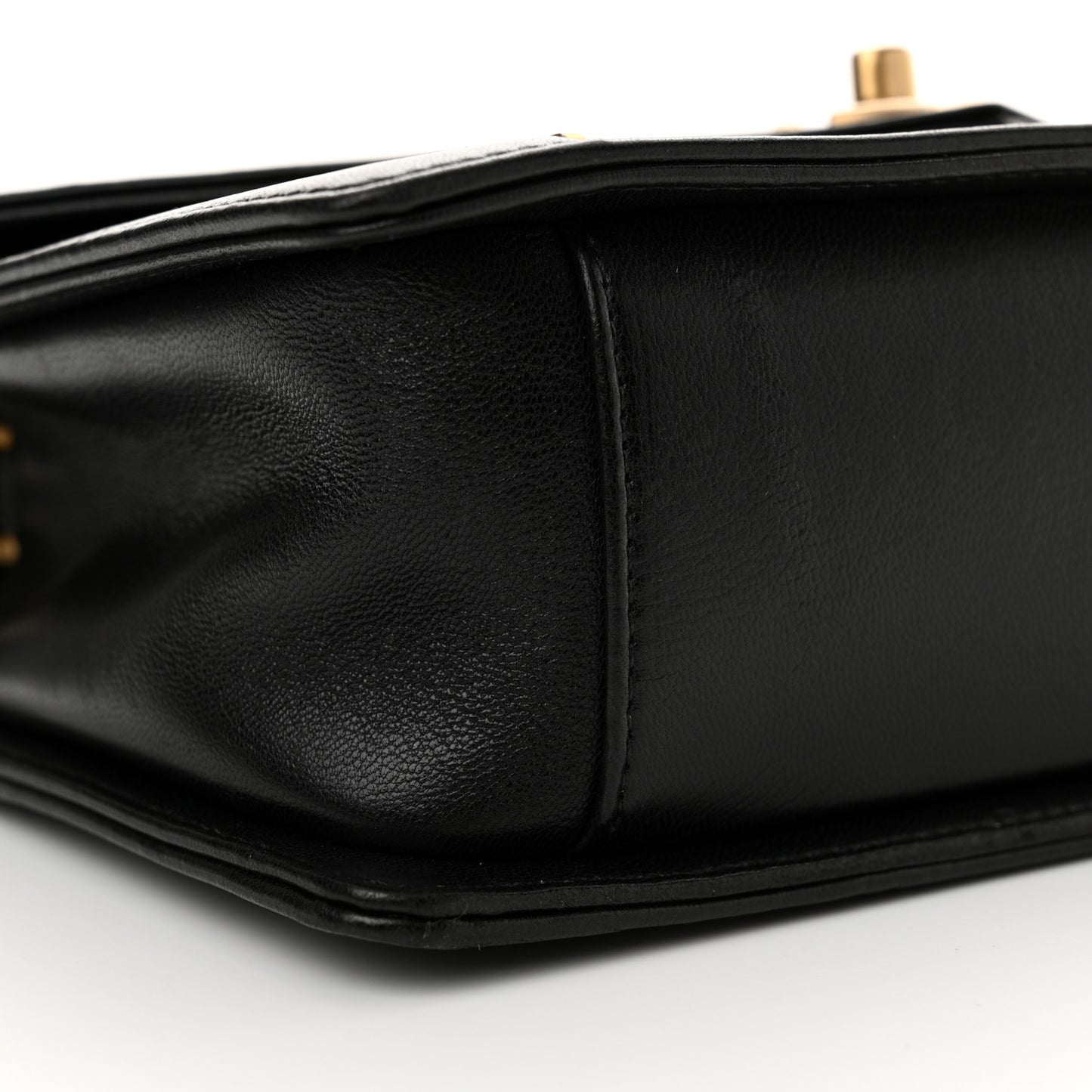 Lambskin Reversed Chevron Quilted Flap Black