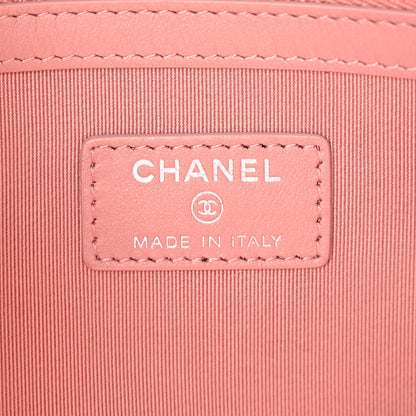 Chanel Ombre Patent Calfskin Quilted Medium Cosmetic Case Pink White 6 of 9