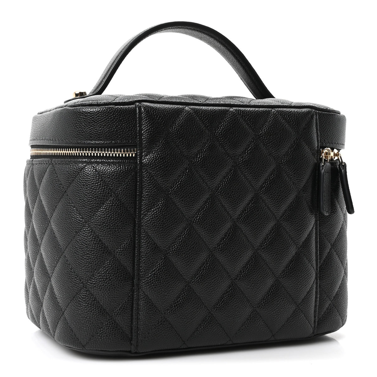 Caviar Quilted Large Vanity Pouch Black