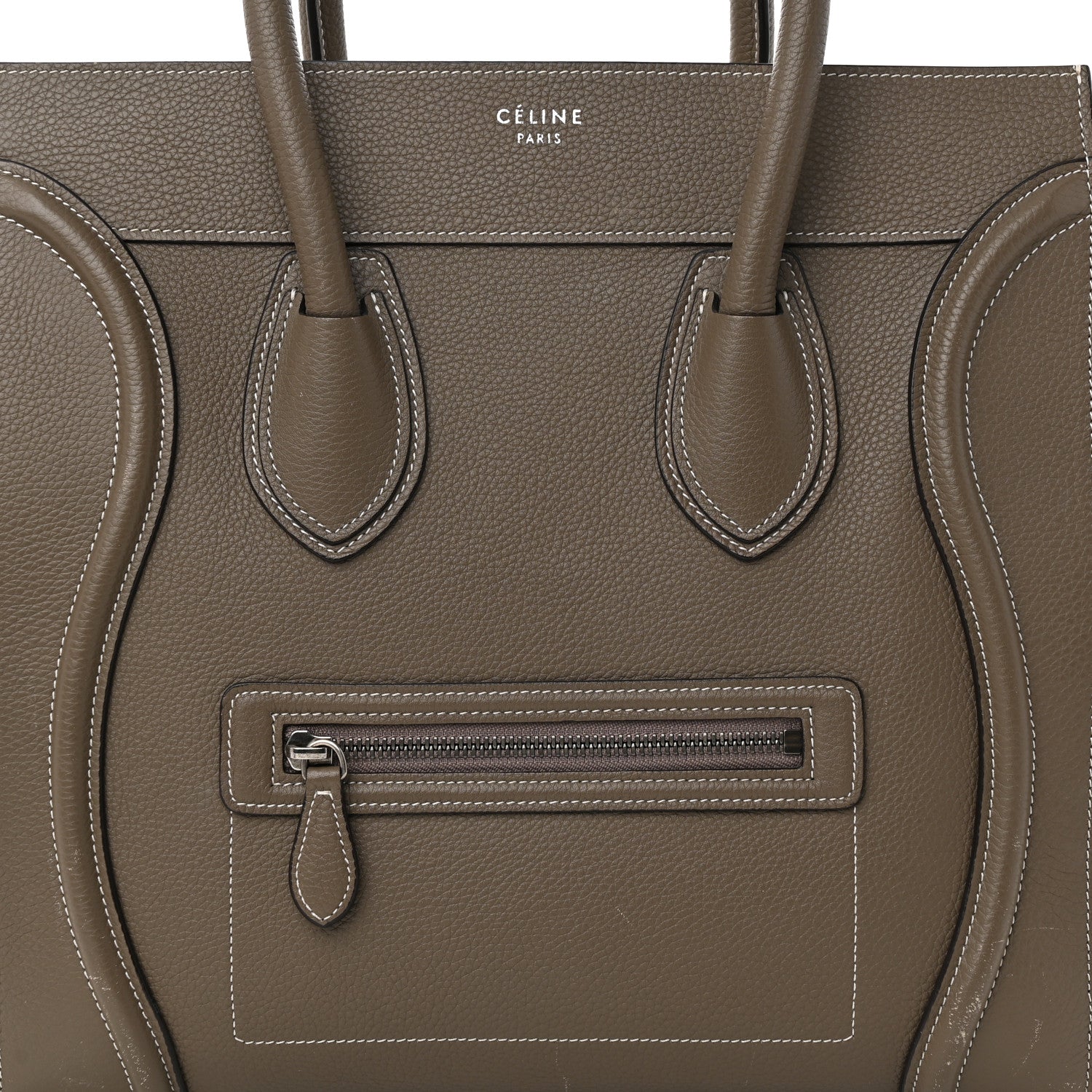 Celine Drummed Calfskin Mini Luggage Souris 8 of 18