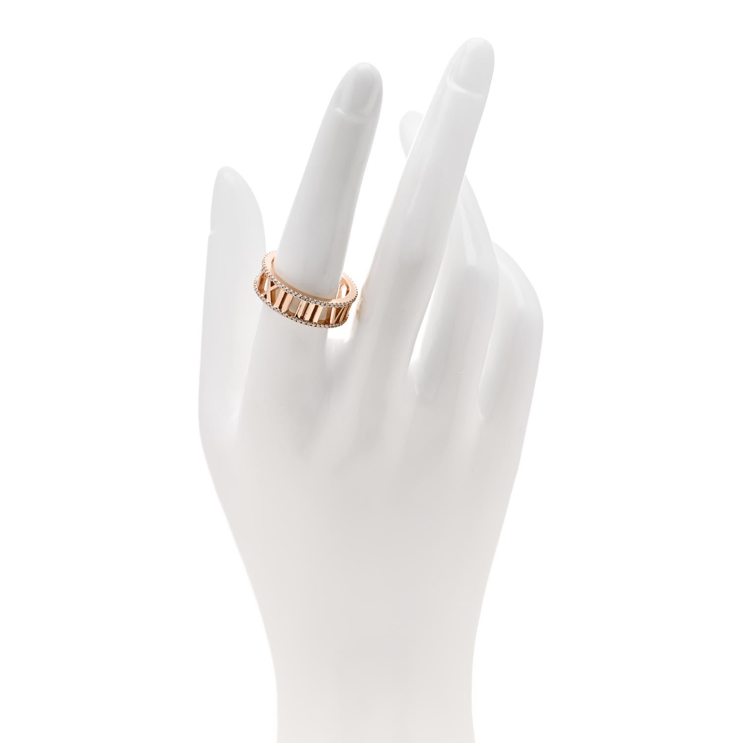 Tiffany 18K Rose Gold Diamond Atlas Open Pave Ring 56 7.75 2 of 4