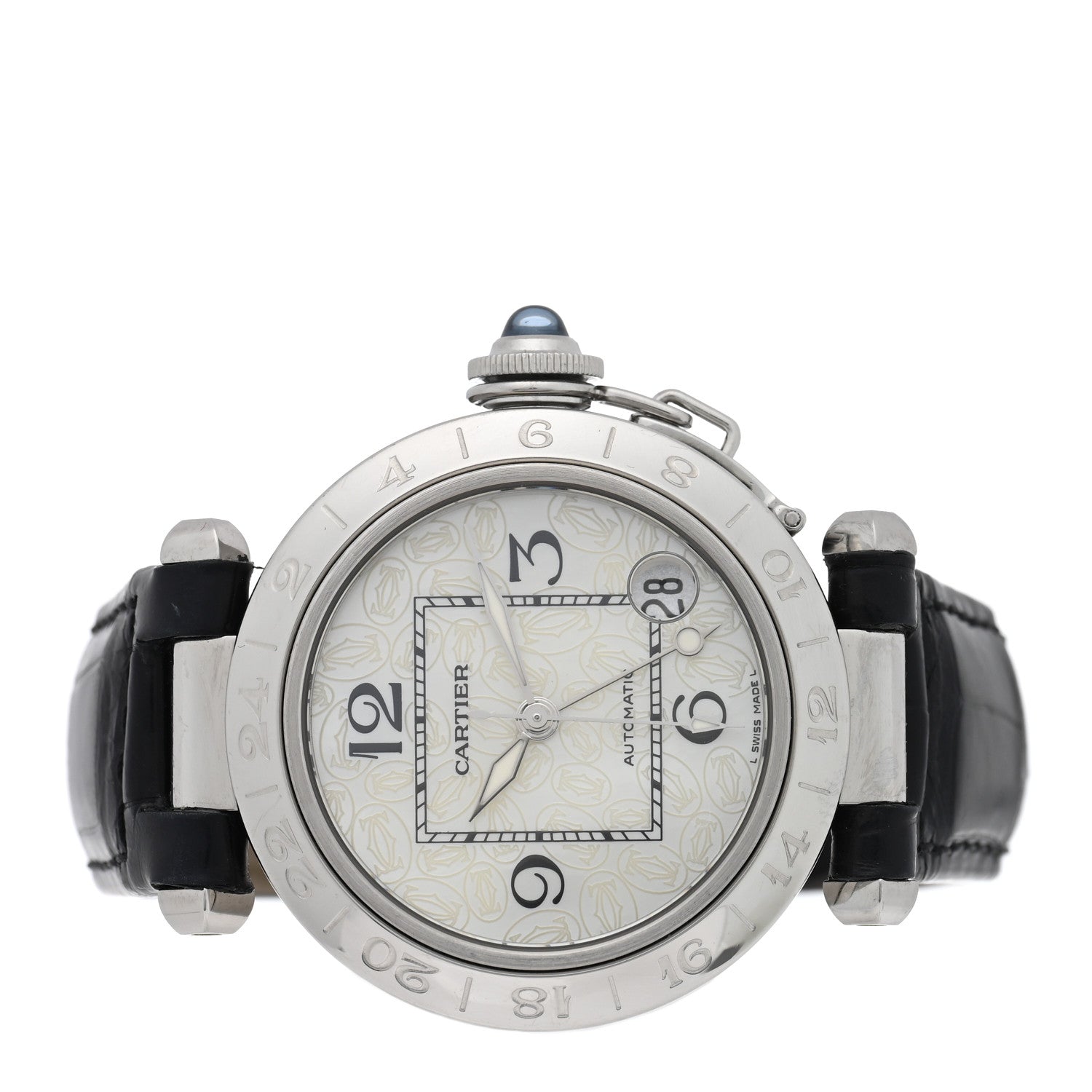 Cartier Stainless Steel Alligator Mother of Pearl 35mm Pasha C Automatic Watch 2 of 4