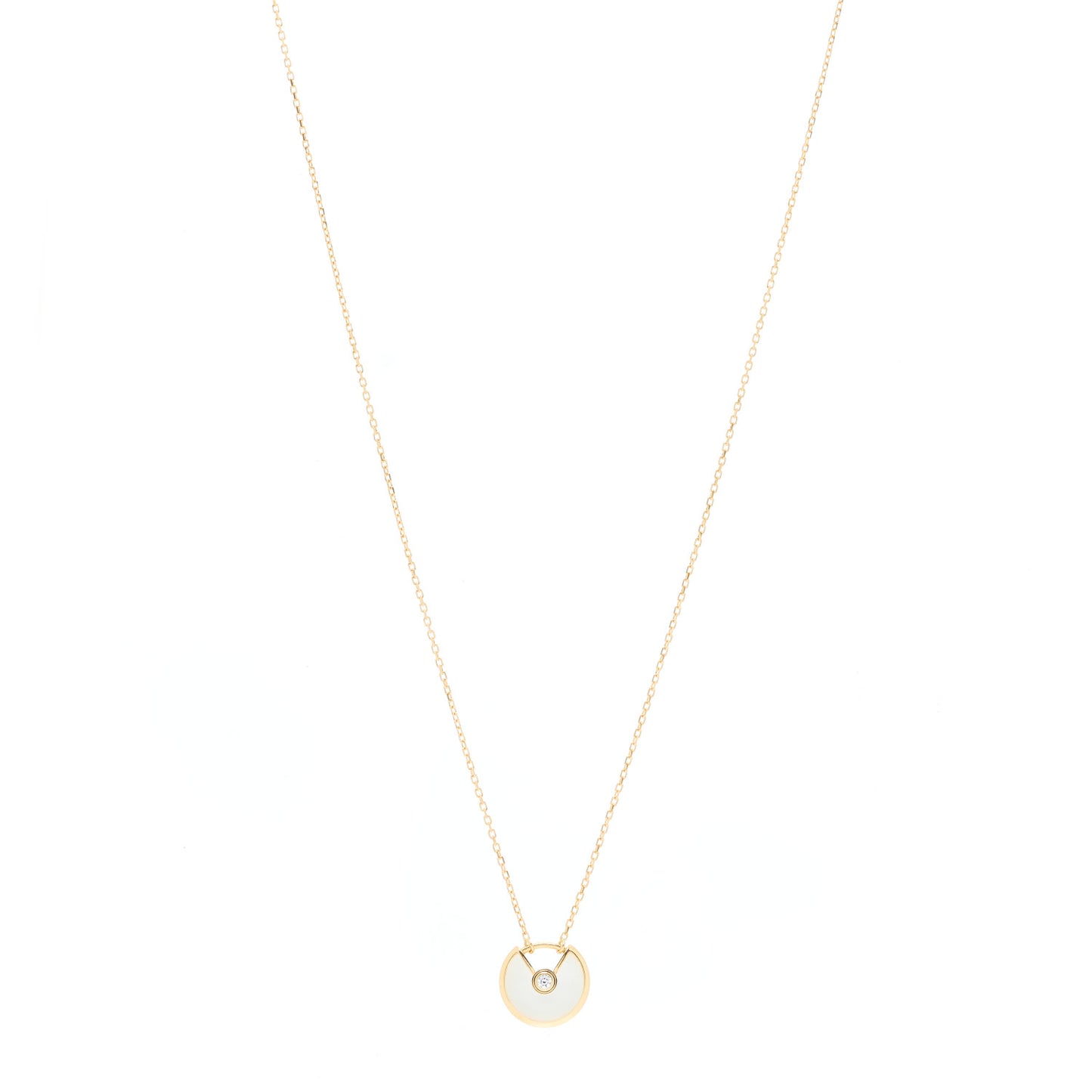 18K Yellow Gold Diamond Mother of Pearl XS Amulette de Cartier Pendant Necklace