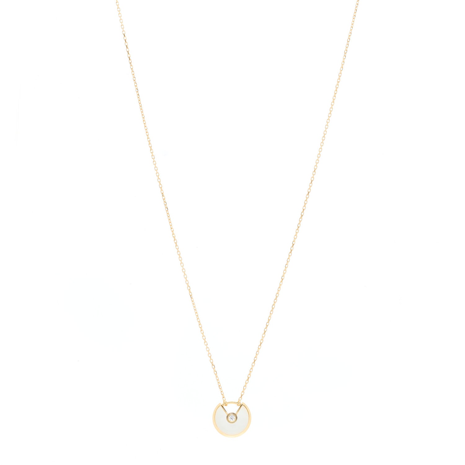 Cartier 18K Yellow Gold Diamond Mother of Pearl XS Amulette de Cartier Pendant Necklace 1 of 3
