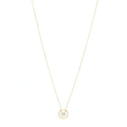 Cartier 18K Yellow Gold Diamond Mother of Pearl XS Amulette de Cartier Pendant Necklace 1 of 3