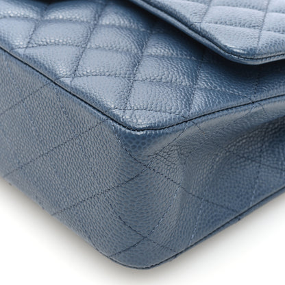 Chanel Caviar Quilted Medium Double Flap Dark Blue 10 of 10