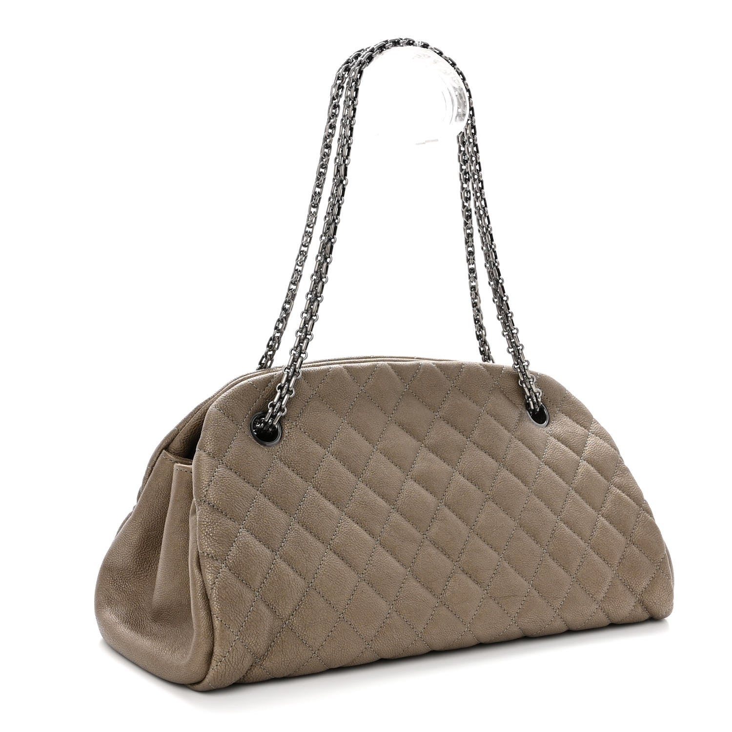 Chanel Metallic Caviar Quilted Small Just Mademoiselle Beige 3 of 10