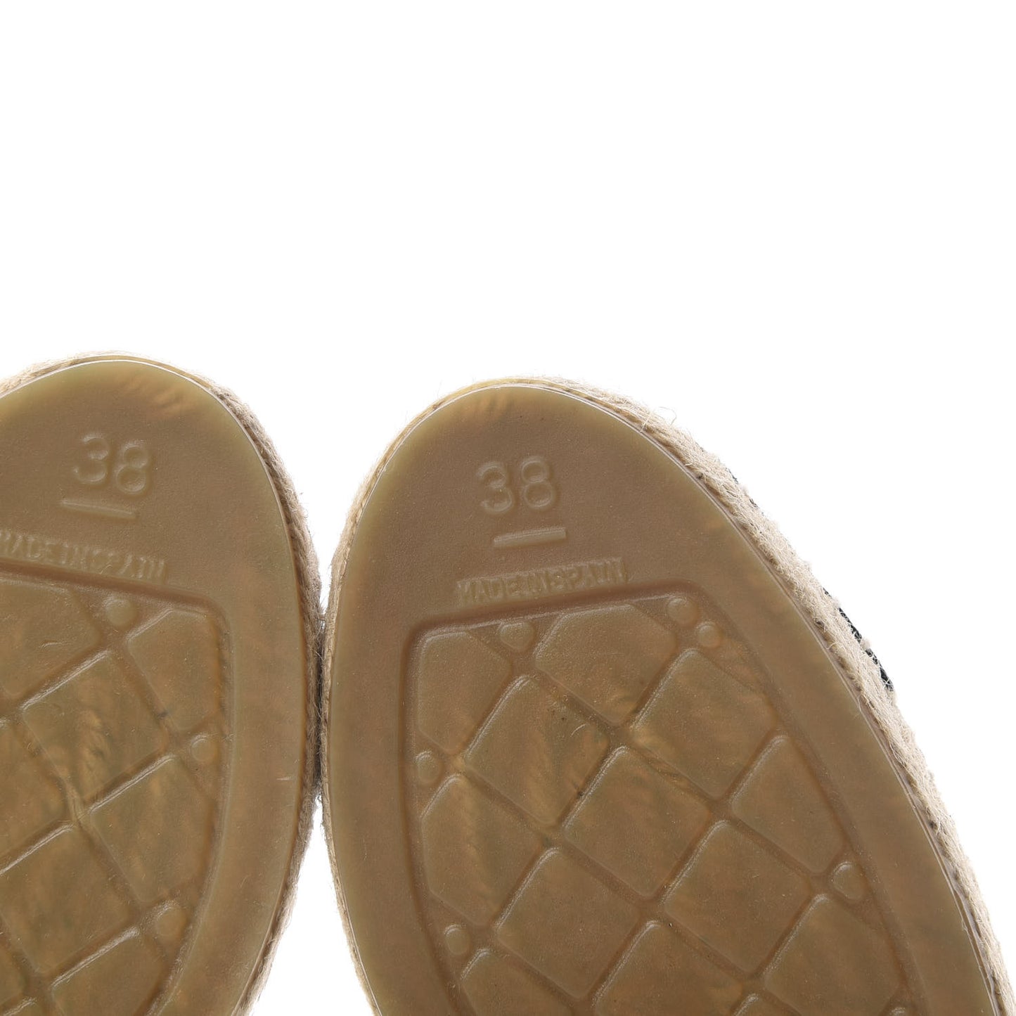 Woven Fabric Grosgrain CC Espadrilles 38 White Black