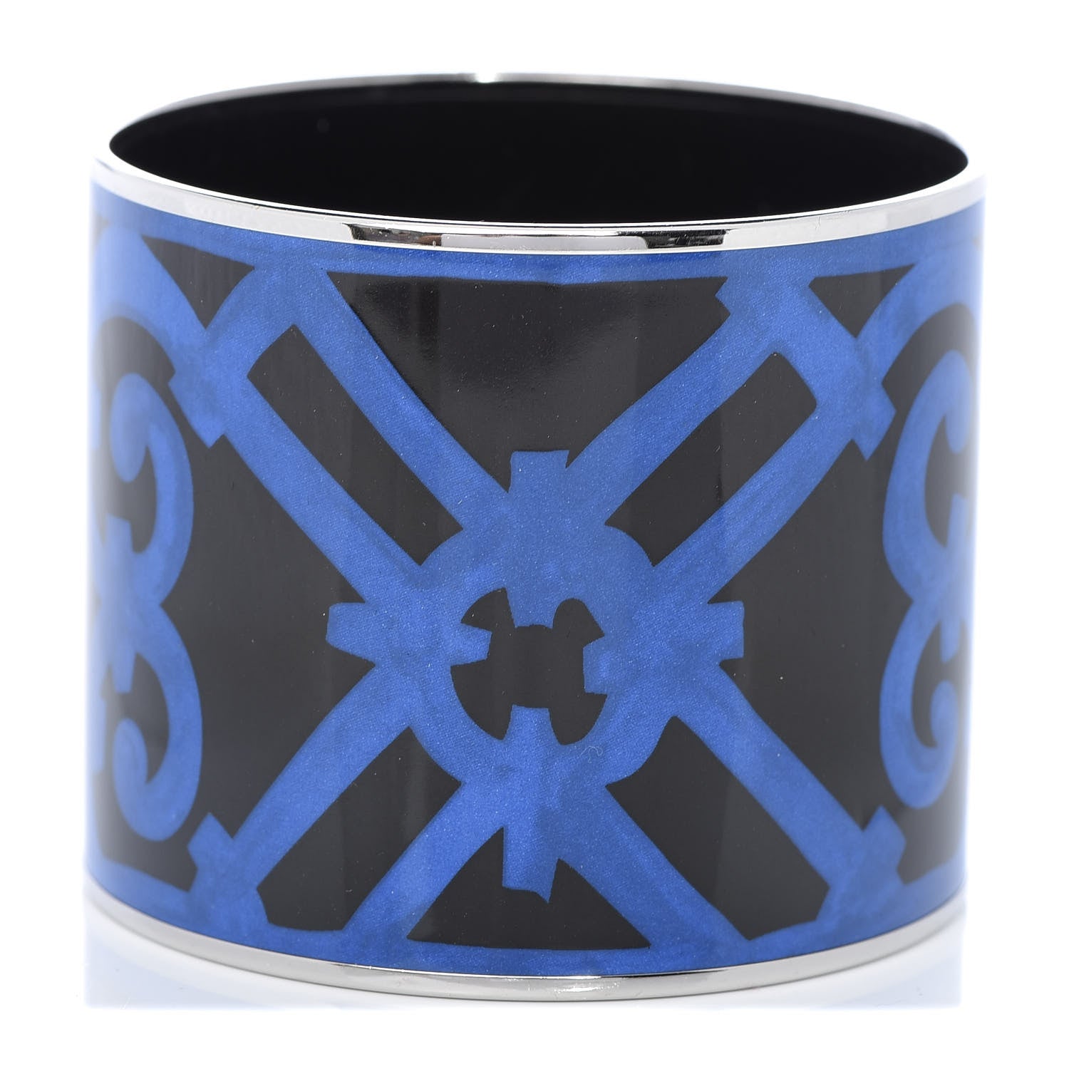 Hermes Enamel Printed Mega Wide Balcons du Guadalquivir Bracelet 62 Blue 1 of 5