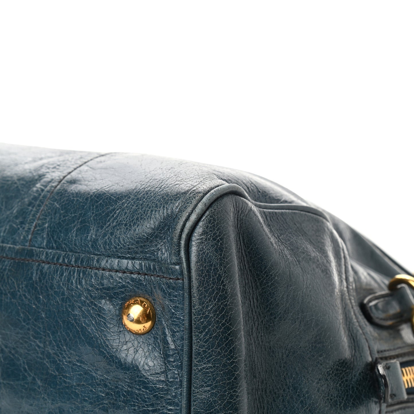 Vitello Shine Shopping Satchel Denim