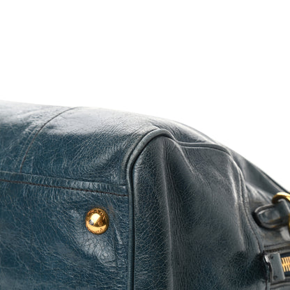 Prada Vitello Shine Shopping Satchel Denim 9 of 12