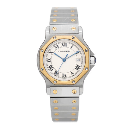 Cartier Stainless Steel 18K Yellow Gold 29mm Santos Octagon Quartz Watch 1 of 5
