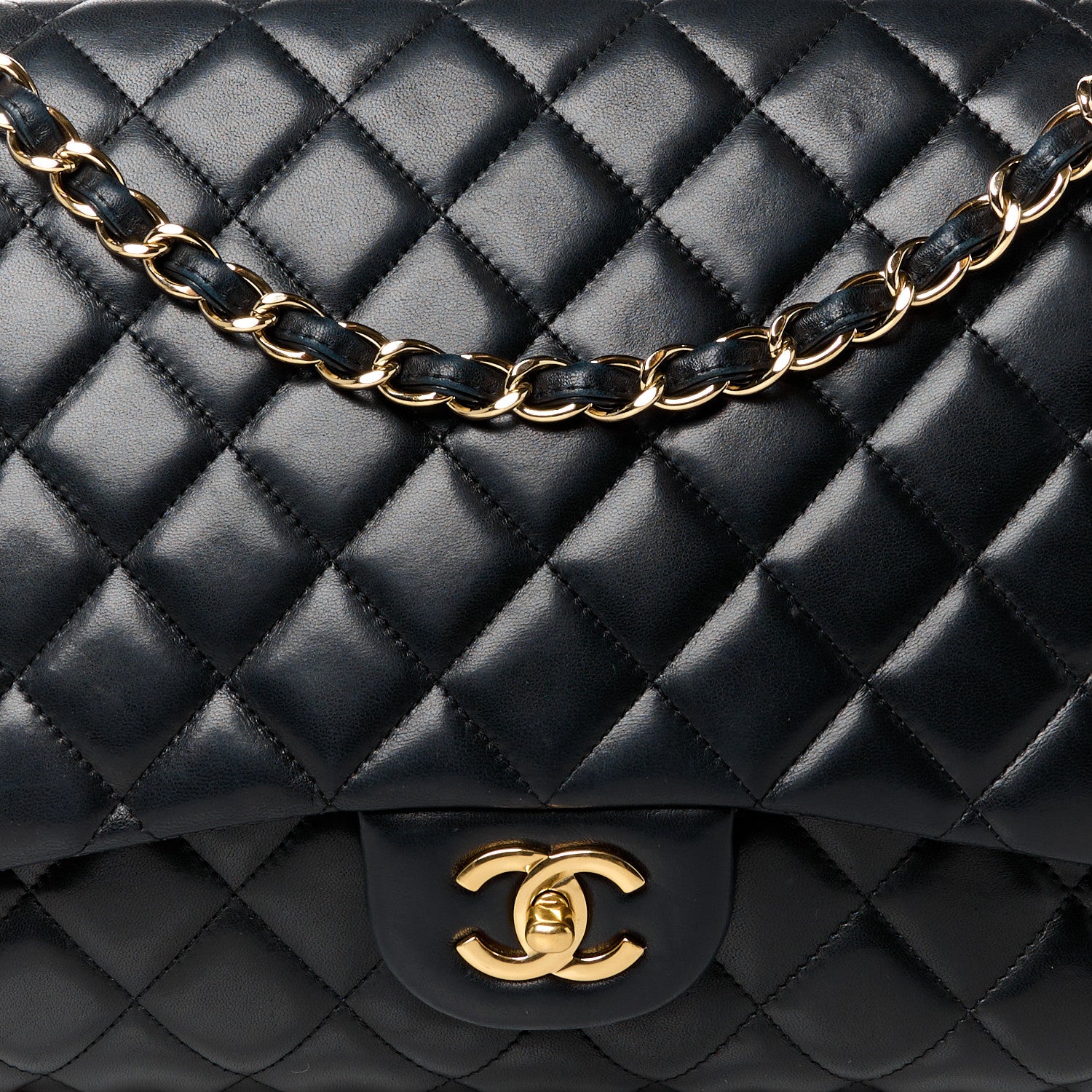Chanel Lambskin Quilted Maxi Single Flap Black 9 of 12