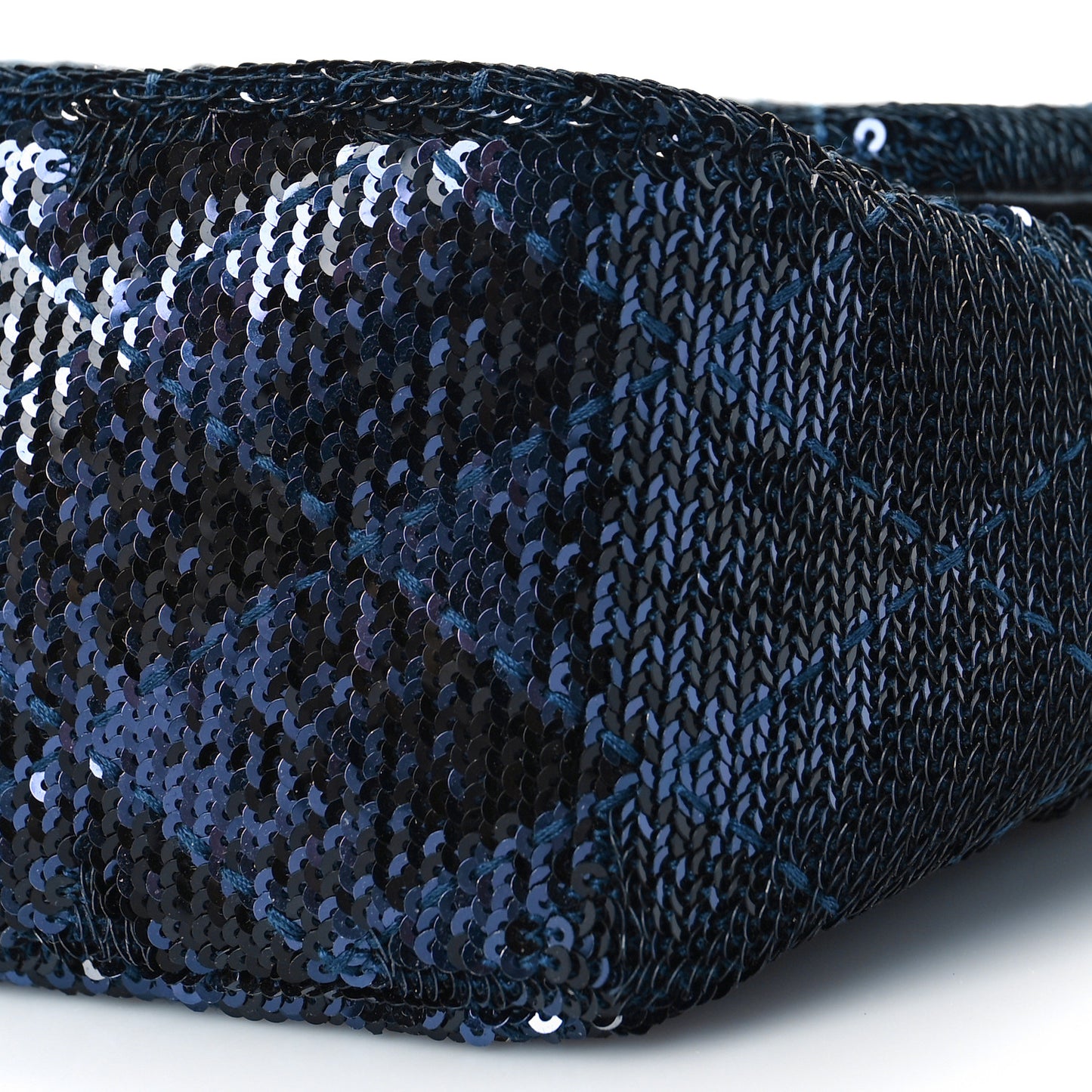Sequin Quilted Medium Single Flap Blue