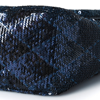 Chanel Sequin Quilted Medium Single Flap Blue 9 of 10