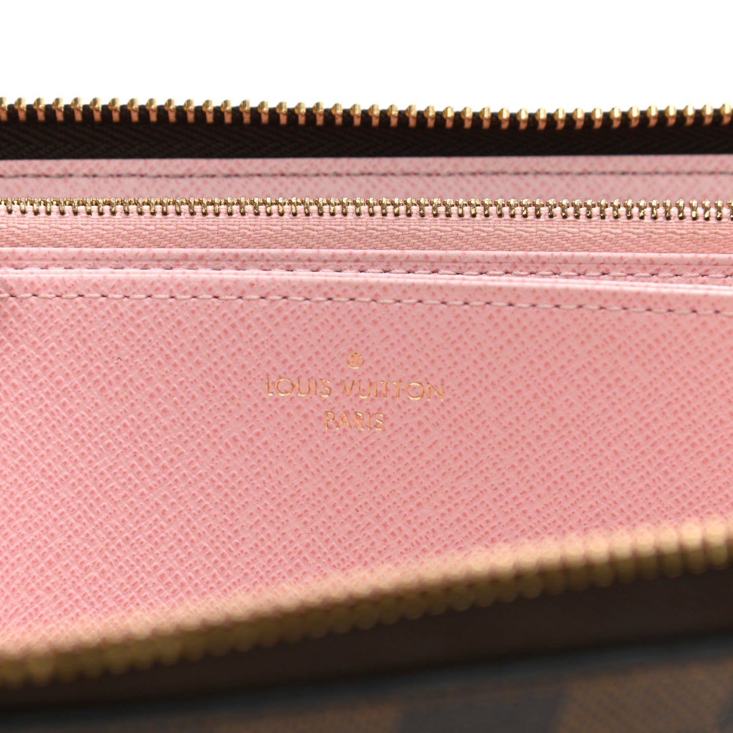 Damier Ebene Zippy Wallet Rose Ballerine