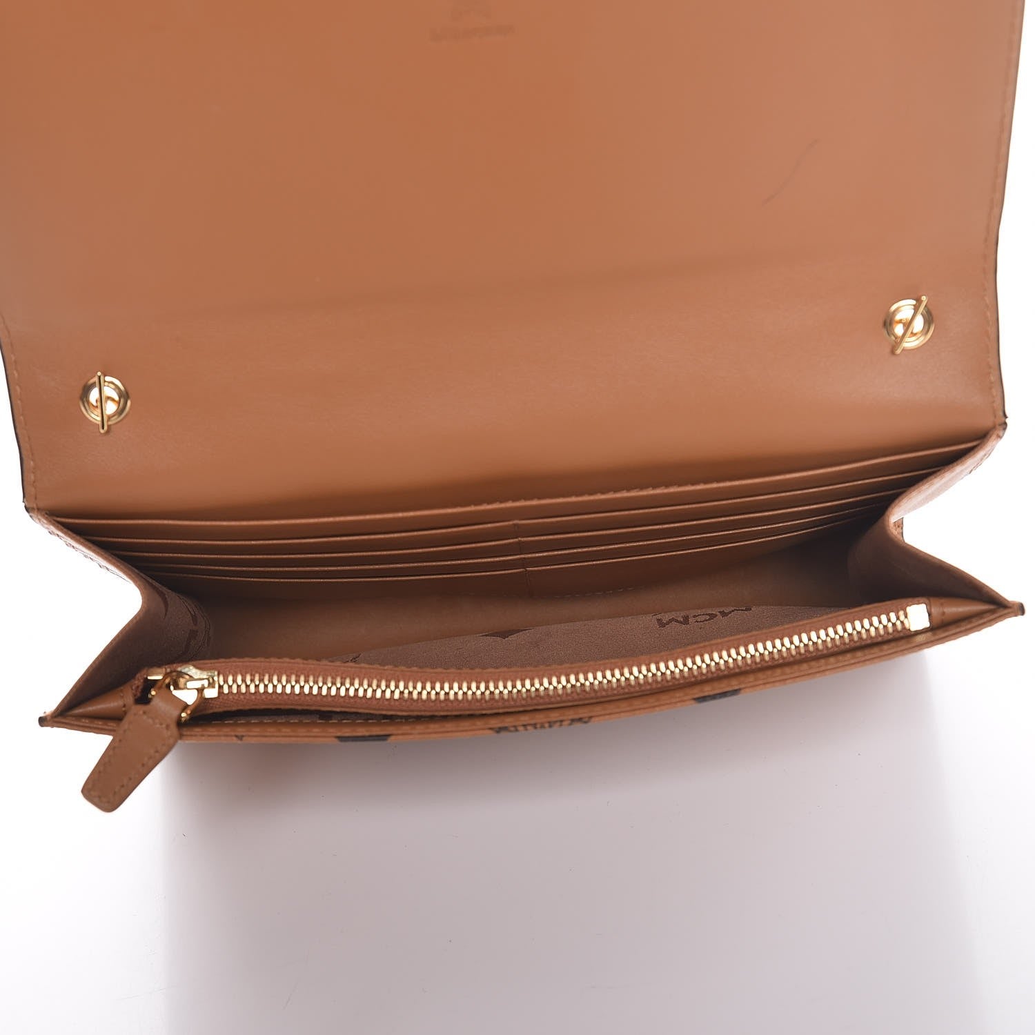 MCM Visetos Studded Chain Wallet Cognac 5 of 9