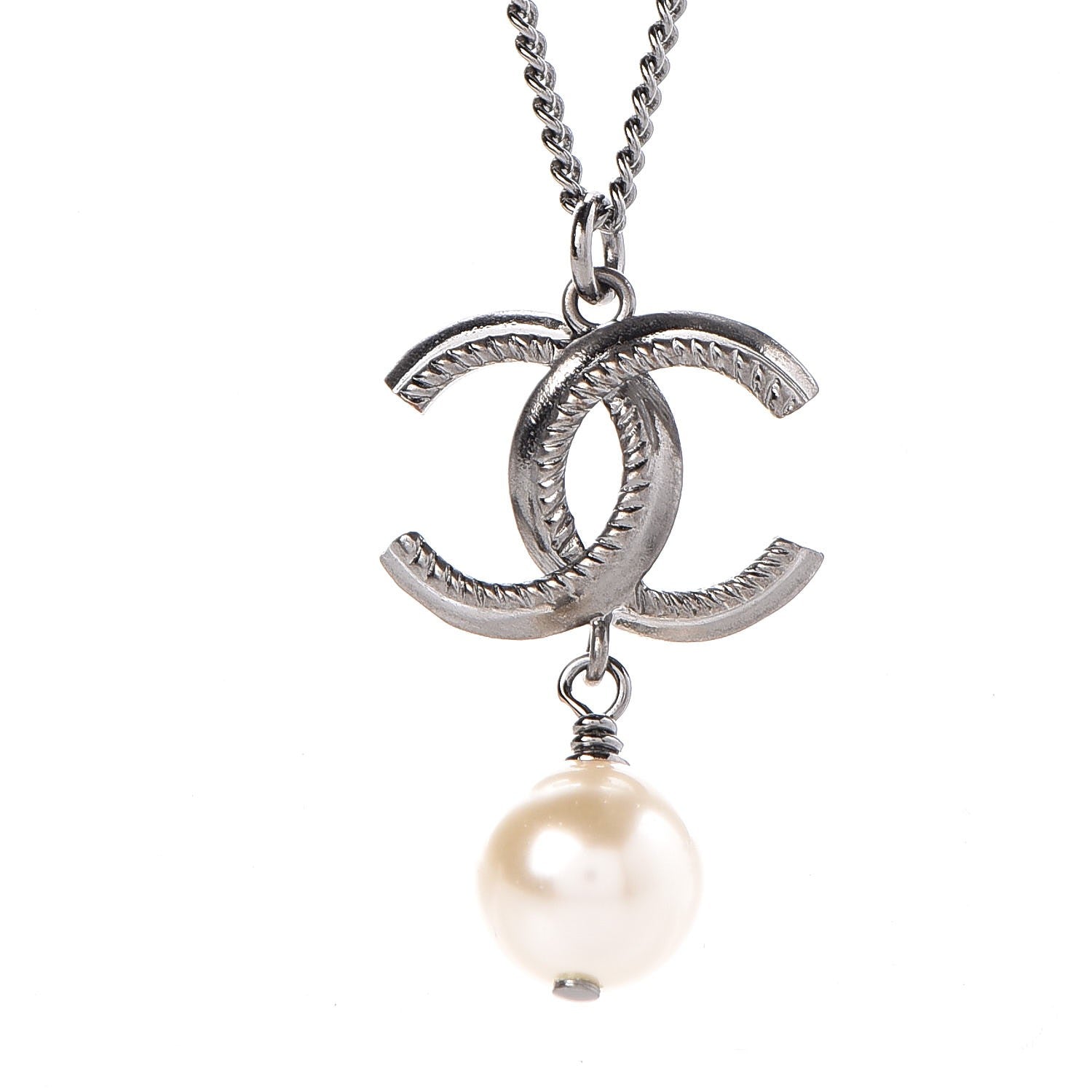 Chanel Ruthenium CC Pearl Drop Necklace 4 of 6