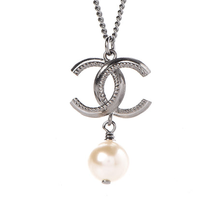 Chanel Ruthenium CC Pearl Drop Necklace 4 of 6