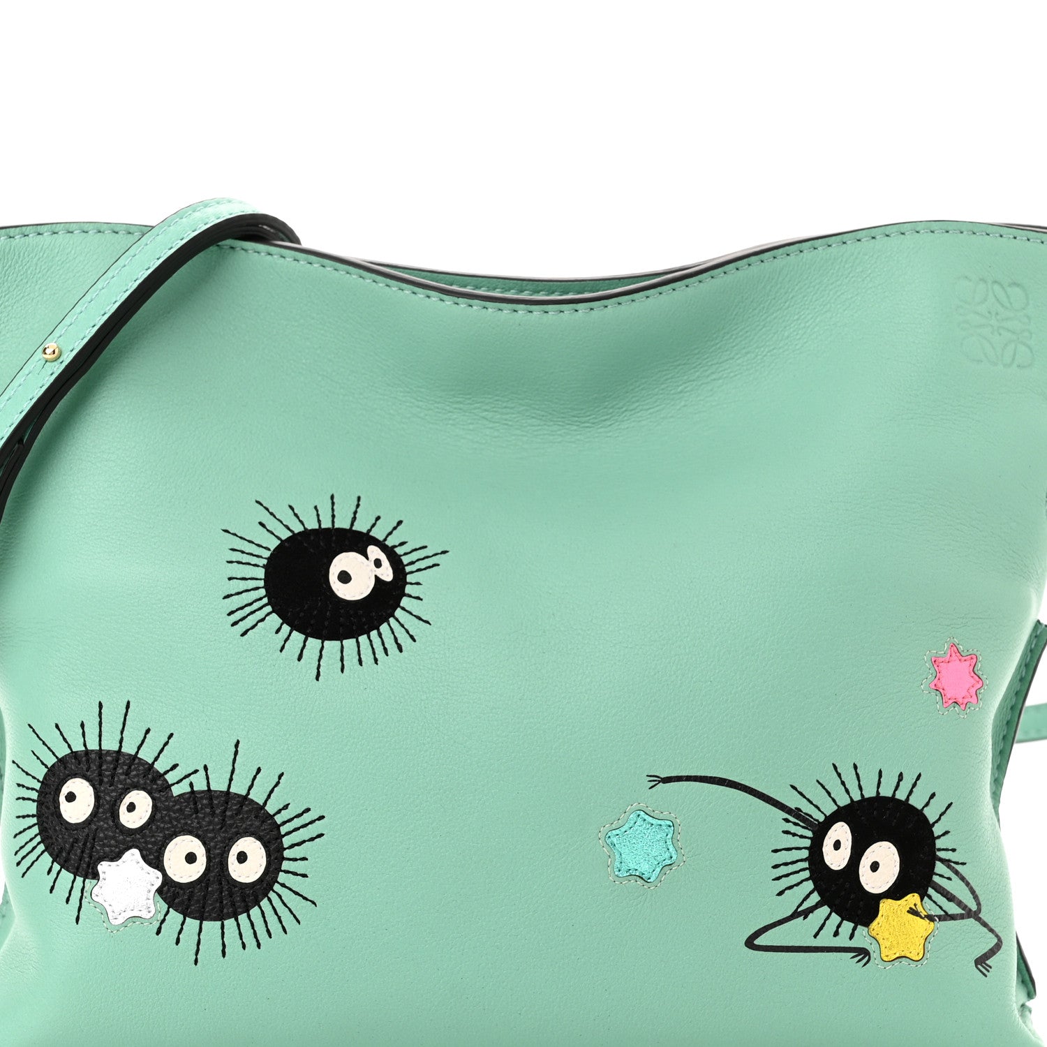 Loewe X Spirited Away Nappa Susuwatari Print Mini Flamenco Knot Clutch Fresh Mint 7 of 9