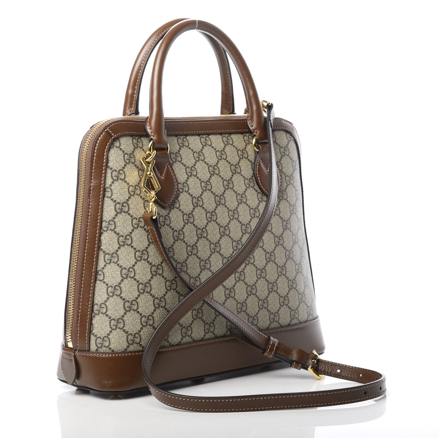 GG Supreme Monogram 1955 Horsebit Top Handle Bag Beige Brown Sugar