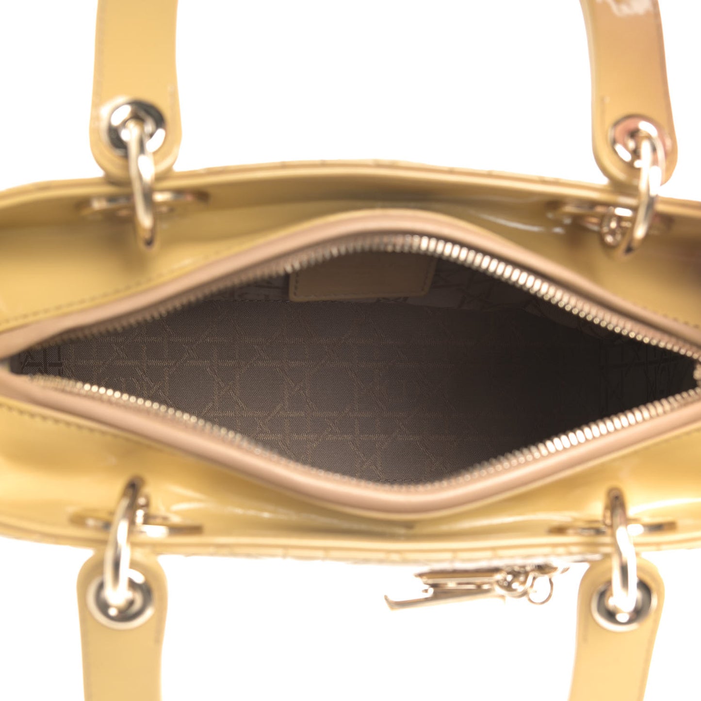 Patent Cannage Medium Lady Dior Beige