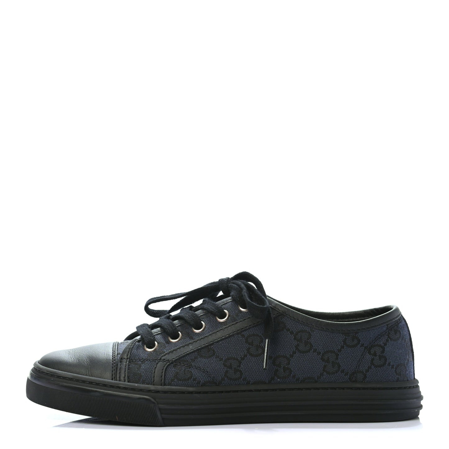 GG Monogram Calfskin Womens Low Top Sneakers 37 Piombo Black
