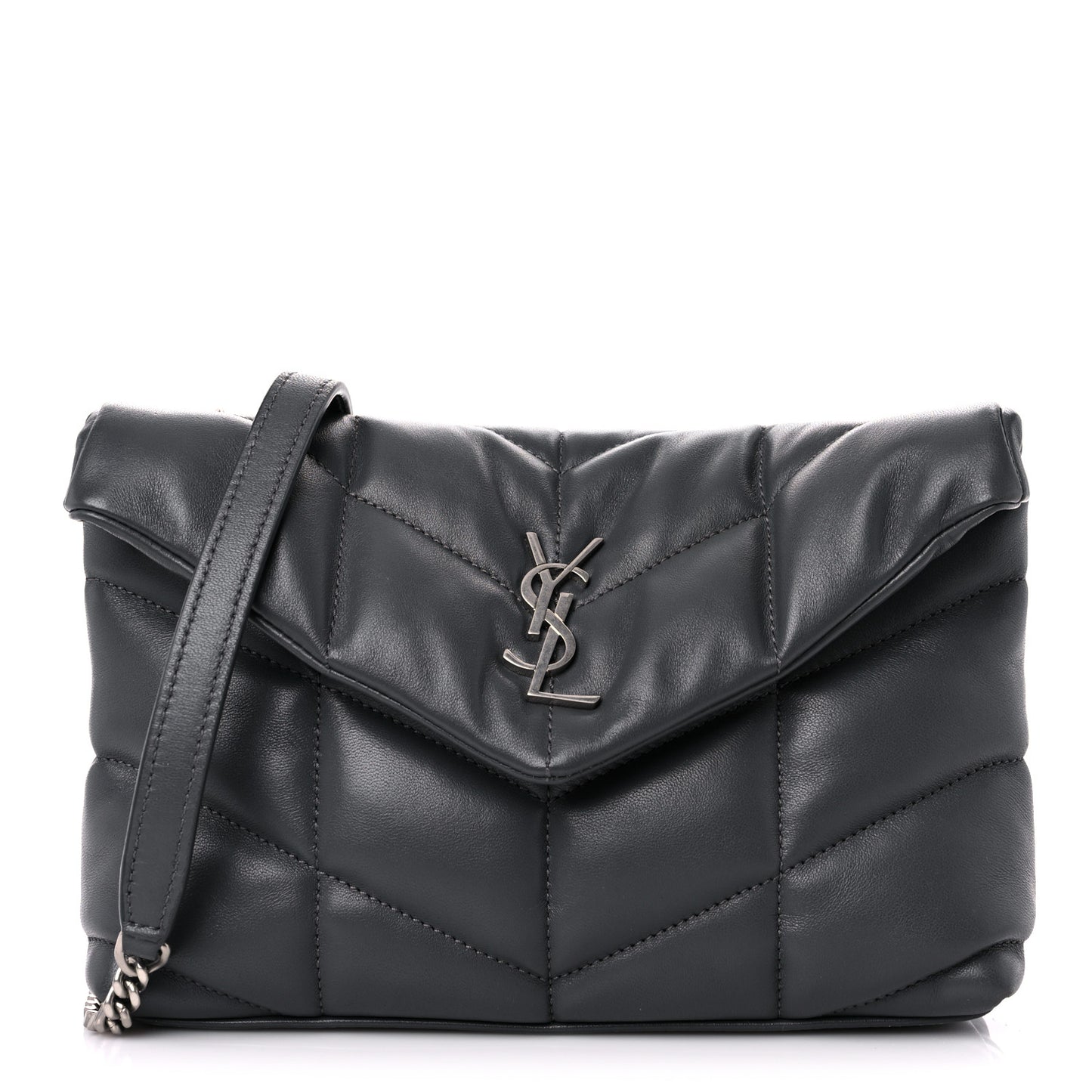 Lambskin Quilted Toy Loulou Puffer Monogram Chain Satchel Storm